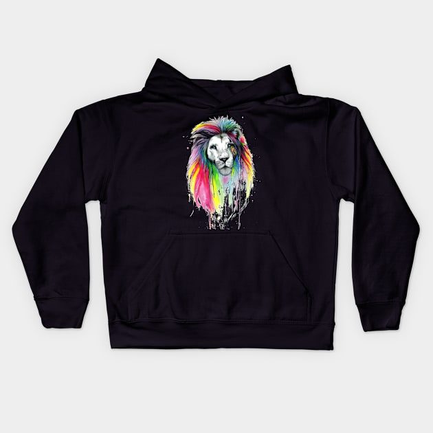 Lion in watercolor Kids Hoodie by Anonic